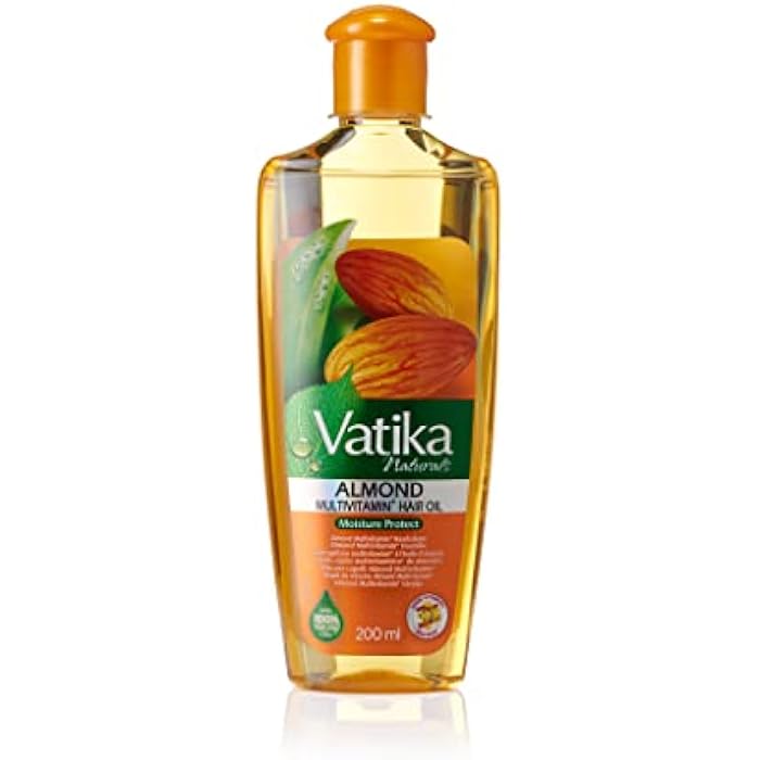 Vatika Naturals Almond Enriched Hair Oil (180mL) | Natural Extract of Coconut and Sesame | Promotes Soften and Shiny Hair | Helps Dry and Frizzy Hair | Package May Vary - Image 1